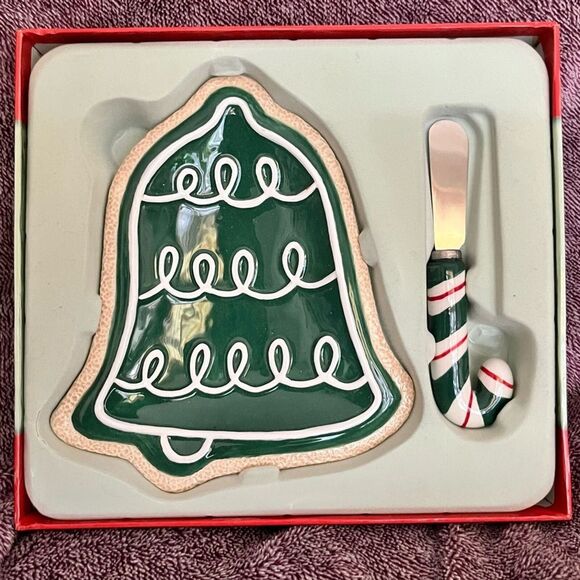FITZ & FLOYD Santa’s Kitchen Snack Plate & Spreader, NIB! - Picture 4 of 8